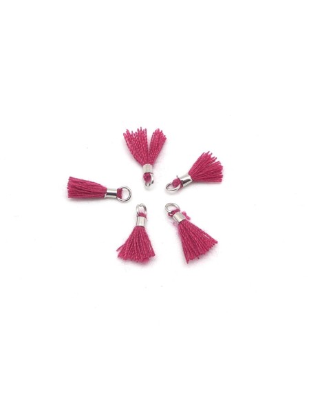 mini pompon rose fuchsia et métal argenté