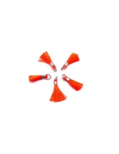 mini pompons 1,3cm orange rosé fluo et métal argenté