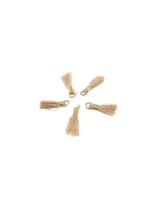 mini pompons 1,3cm marron clair et métal doré