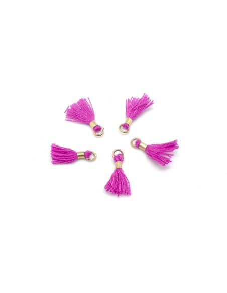 mini pompons rose bysantin et métal doré