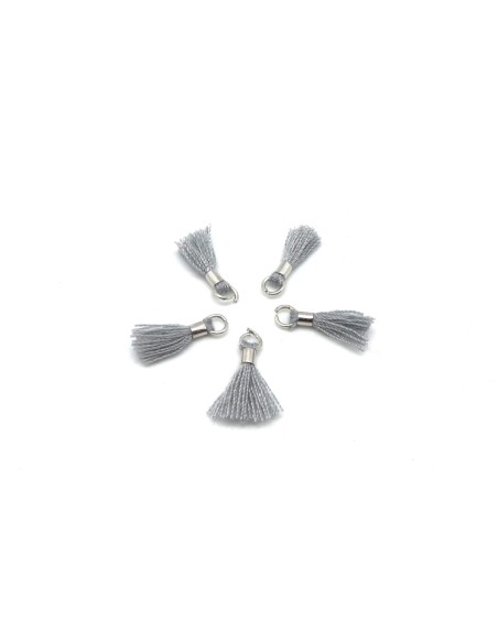 mini pompons gris et métal argenté