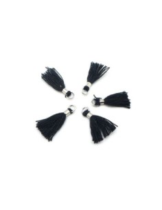 Mini pompon noir et métal argenté