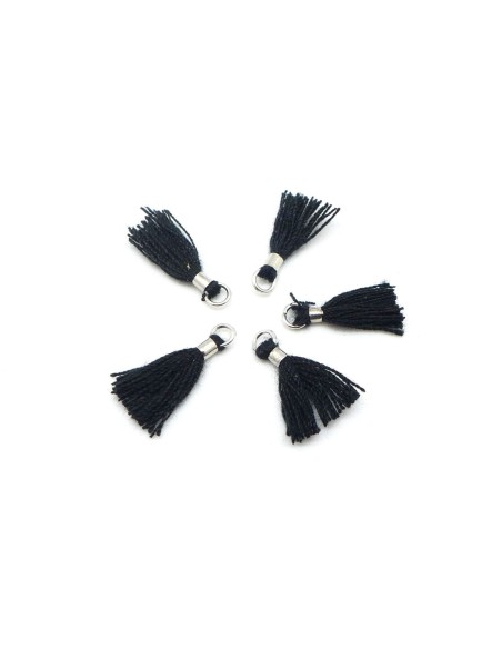 Mini pompon noir et métal argenté