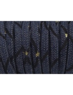 Lanière jeans 5mm denin brut coton motif doré et bleu foncé 2