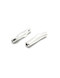 Grande perle tube travaillé en métal argenté 41mm x 9mm