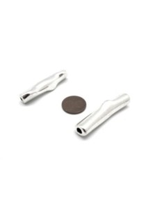 Grande perle tube travaillé en métal argenté 41mm x 9mm 2