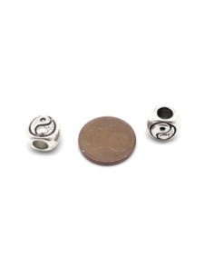 Perles "YIN YANG" en métal argenté à gros trou 4,4mm 2