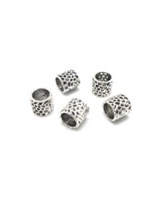 Perles tube anneau cylindre à gros trou 6,3mm en métal argenté - style ethnique
