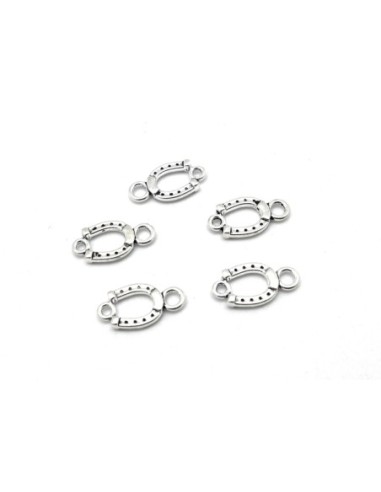 Petits connecteurs perle intercalaire fer à cheval 18,4mm en métal argenté