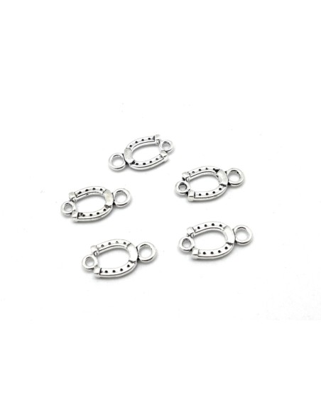 Petits connecteurs perle intercalaire fer à cheval 18,4mm en métal argenté