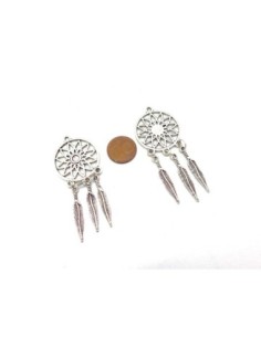 pendentif attrape rêve en métal argenté Dreamcatcher 6,4cm 2