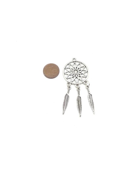 pendentif attrape rêve en métal argenté Dreamcatcher 6,4cm
