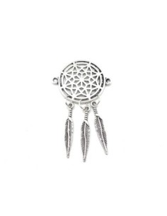 pendentif connecteur attrape rêve en métal argenté Dreamcatcher 5,5cm