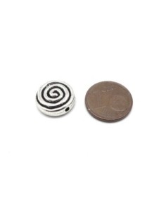 Perles pastille en métal argenté ronde motif spirale style ethnique 2