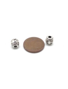 perle olive en métal argenté pour cordon rond 2mm 2