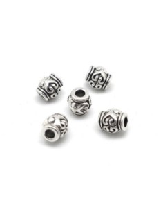 perle ronde tonneau en métal argenté