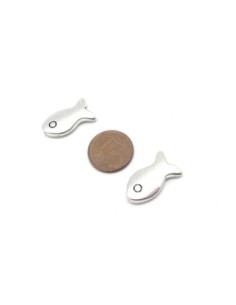 Perles poisson en métal argenté 19,5mm x 11,6mm 2