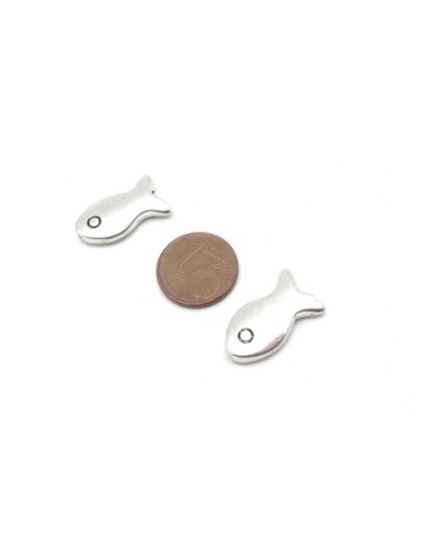Perle poisson en métal argenté pas chère