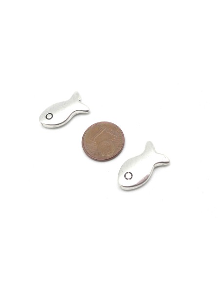 Perle poisson en métal argenté pas chère