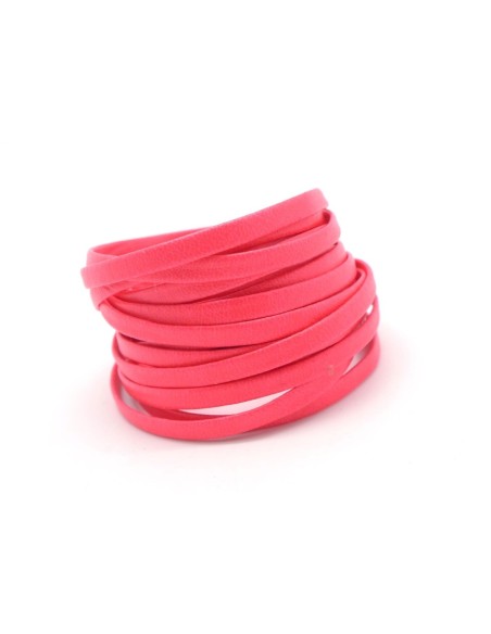 Lanière simili cuir 4mm de couleur rose fluo