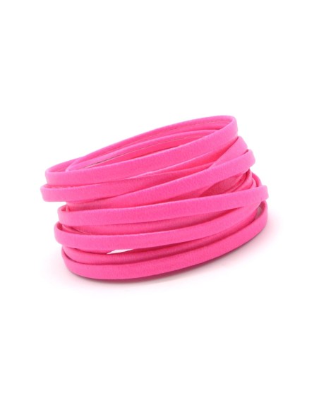 Lanière simili cuir 4mm de couleur rose vif fluo