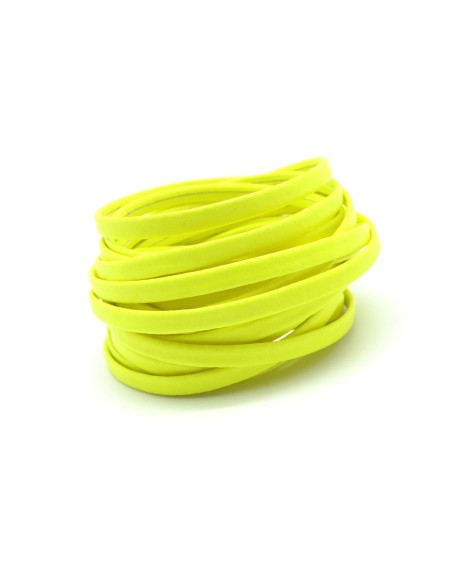 Lanière simili cuir 4mm de couleur jaune fluo
