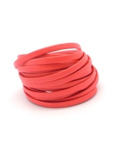 Lanière simili cuir 4mm de couleur rose capucine fluo