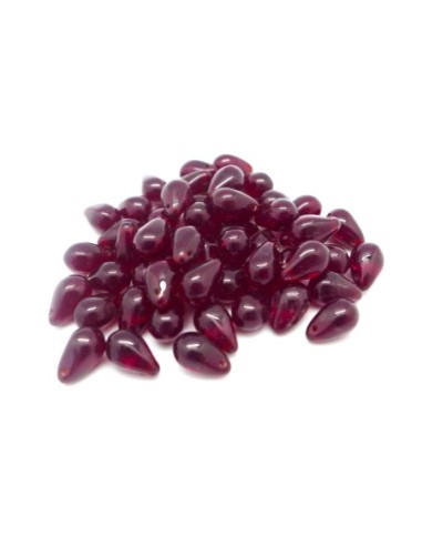 Perle goutte en verre de couleur rouge rubis 9,2mm