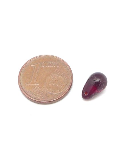 Perle en verre forme larme couleur rouge rubis 9,2mm