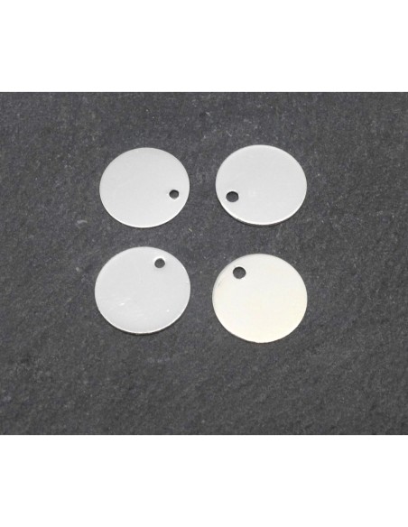 petites breloques sequin, pastille 10mm en métal argenté fin