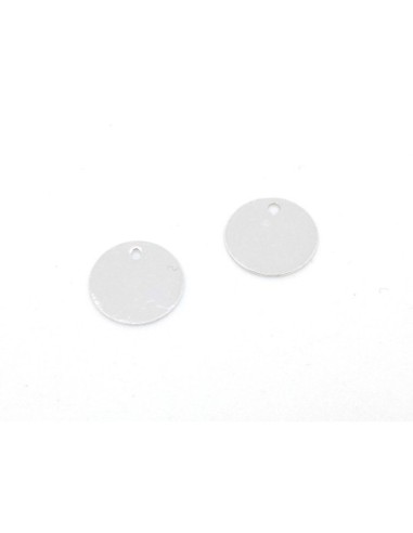 petites breloques sequin, pastille 10mm en métal argenté fin