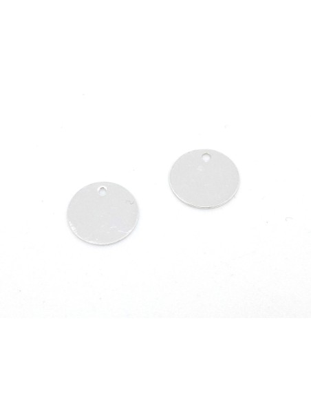 petites breloques sequin, pastille 10mm en métal argenté fin