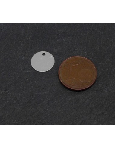petites breloques sequin, pastille 10mm en métal argenté fin