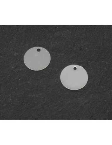 petites breloques sequin, pastille 10mm en métal argenté fin