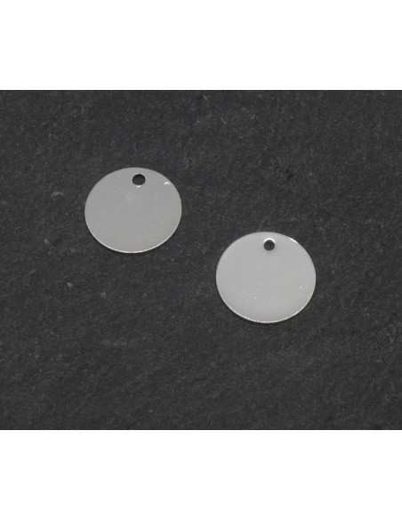 petites breloques sequin, pastille 10mm en métal argenté fin