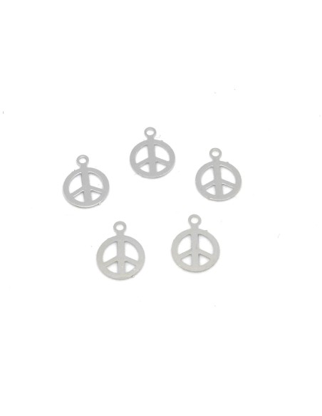 mini breloques peace ultra fine et petite 6,1mm en métal argenté