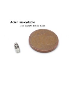 fermoirs chaine bille boule connecteur embout pour chainette bille de 1,6mm en acier inoxydable couleur argenté 2