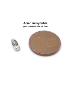 fermoirs chaine bille boule connecteur embout pour chainette bille de 2mm en acier inoxydable couleur argenté 2