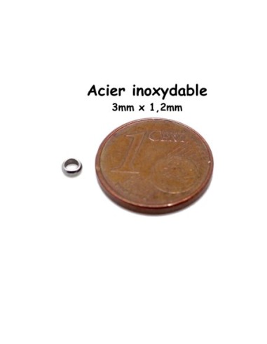 Perle Intercalaire fine en acier inoxydable argenté 3mm