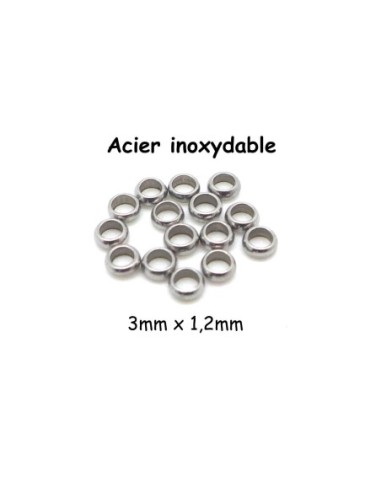 Perle ronde 3mm argenté en acier inox