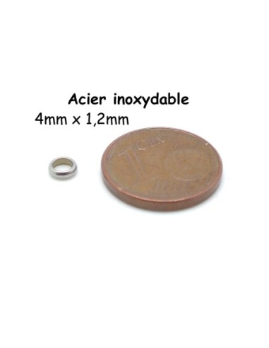 Perle rondelle en acier inoxydable couleur argenté