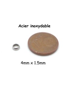 10 Perles ronde fine rondelle en acier inoxydable couleur argenté 4mm x 1,5mm intercalaire 2
