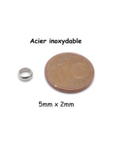 Perles ronde fine rondelle en acier inoxydable couleur argenté 5mm x 2mm intercalaire 2