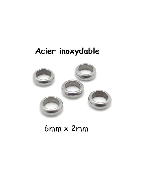 Perle ronde fine rondelle en acier inoxydable couleur argenté