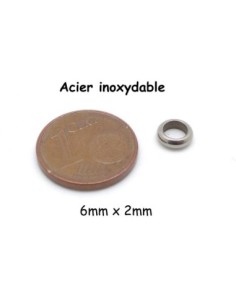 Perle ronde fine rondelle en acier inoxydable couleur argenté 2