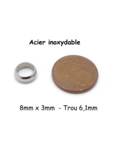 Perles ronde rondelle en acier inoxydable couleur argenté 8mm x 3mm intercalaire 2
