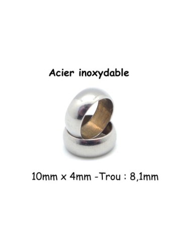 Perles ronde rondelle en acier inoxydable couleur argenté 10mm x 4mm intercalaire