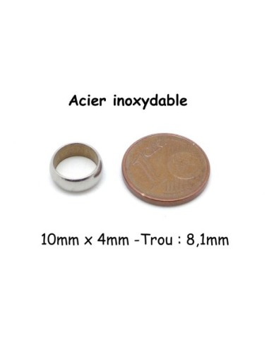 Perles rondelle en acier inoxydable argenté 10mm x 4mm intercalaire
