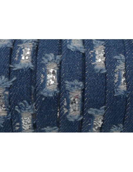 Lanière 10mm en jeans et paillette argenté bleu jeans Tendance Denin