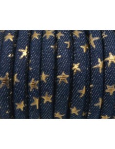 Cordon jeans 6mm étoiles peint en doré bleu jeans brut et doré style bohème chic 2
